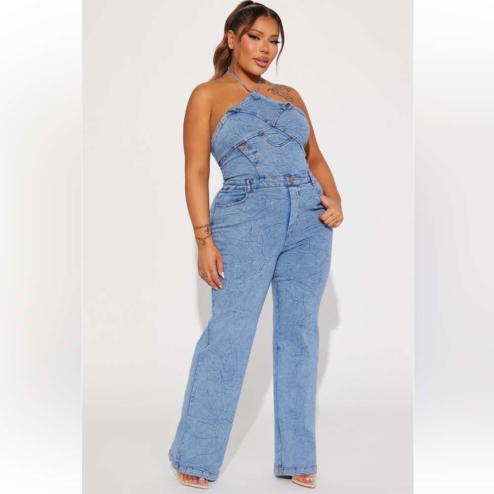 New Era Denim Jumpsuit - light wash